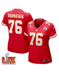 Kingsley Suamataia #76 Kansas City Chiefs Super Bowl LIX Women’s Jersey – Red