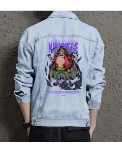 Kurohige Jean Jacket for Men – Gift for Anime Fans – Christmas Gift - Light Blue - Main View