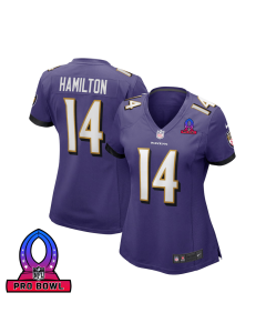 Kyle Hamilton 14 Baltimore Ravens 2025 Pro Bowl Patch Women Game Jersey – Purple