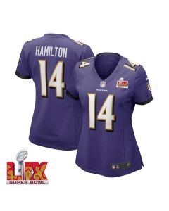 Kyle Hamilton #14 Baltimore Ravens Super Bowl LIX Women’s Jersey – Purple