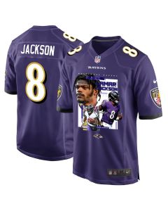 Lamar Jackson 8 Baltimore Ravens Cobra Jackson Game Men Jersey – Purple