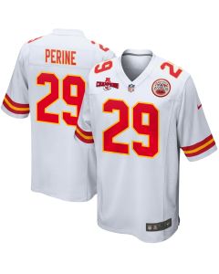 La’Mical Perine 29 Kansas City Chiefs AFC Champions Patch Game Men Jersey – White
