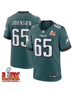 Lane Johnson #65 Philadelphia Eagles Super Bowl LIX Jersey – Men’s – Midnight Green