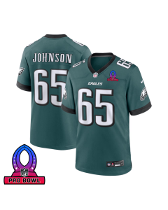 Lane Johnson 65 Philadelphia Eagles 2025 Pro Bowl Patch Game Men Jersey – Midnight Green