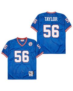 Lawrence Taylor 56 New York Giants Spider Lockhart 43 Patch Throwback Men Jersey – Blue