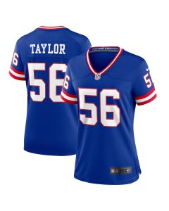 Lawrence Taylor 56 New York Giants Women Classic Retired Game Jersey – Royal