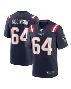 Layden Robinson 64 New England Patriots Team Game Men Jersey – Navy