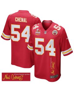 Leo Chenal 54 Kansas City Chiefs Super Bowl LIX Champions Patch ‘New Orleans – Where Passion Ignites’ EMBROIDERED Game Men Jersey – Red