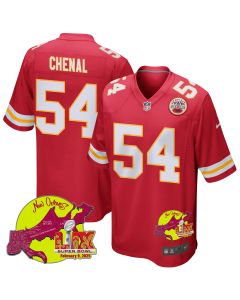 Leo Chenal 54 Kansas City Chiefs Super Bowl LIX New Orleans Patch Game Men Jersey – Red