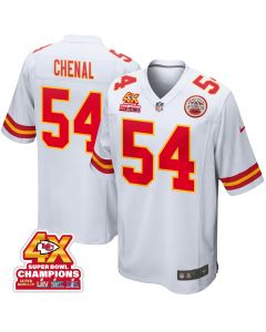 Leo Chenal 54 Kansas City Chiefs Super Bowl LVIII Champions 4X Game Men Jersey – White