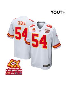 Leo Chenal 54 Kansas City Chiefs Super Bowl LVIII Champions 4X Game YOUTH Jersey – White