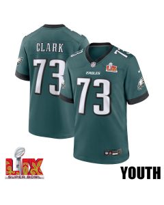Le’Raven Clark #73 Philadelphia Eagles Super Bowl LIX YOUTH Jersey – Midnight Green