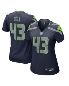 Levi Bell 43 Seattle Seahawks Women’s Game Jersey – College Navy