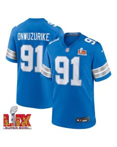 Levi Onwuzurike #91 Detroit Lions Super Bowl LIX Jersey – Men’s – Blue