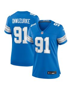 Levi Onwuzurike 91 Detroit Lions Women’s Team Game Jersey – Blue