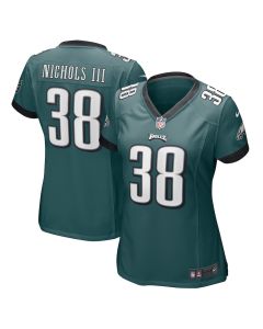 Lew Nichols III 38 Philadelphia Eagles Game Women Jersey – Midnight Green
