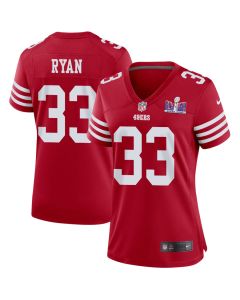 Logan Ryan 33 San Francisco 49ers Super Bowl LVIII Patch Game Women Jersey – Scarlet