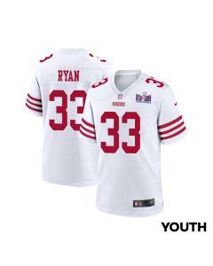 Logan Ryan 33 San Francisco 49ers Super Bowl LVIII Patch Game YOUTH Jersey – White