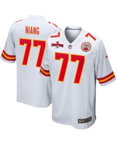 Lucas Niang 77 Kansas City Chiefs AFC Champions Patch Game Men Jersey – White