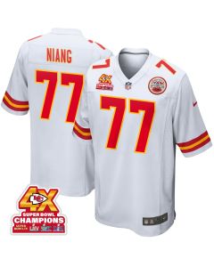 Lucas Niang 77 Kansas City Chiefs Super Bowl LVIII Champions 4X Game Men Jersey – White