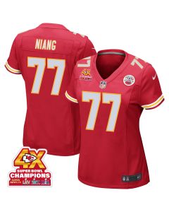Lucas Niang 77 Kansas City Chiefs Super Bowl LVIII Champions 4X Game Women Jersey – Red
