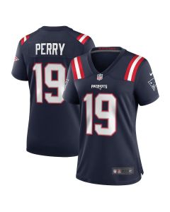 Malcolm Perry 19 New England Patriots Women Game Jersey – Navy