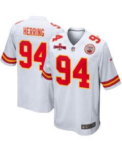 Malik Herring 94 Kansas City Chiefs AFC Champions Patch Game Men Jersey – White