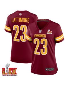Marshon Lattimore #23 Washington Commanders Super Bowl LIX Women’s Jersey – Burgundy