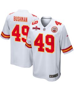 Matt Bushman 49 Kansas City Chiefs AFC Champions Patch Game Men Jersey – White