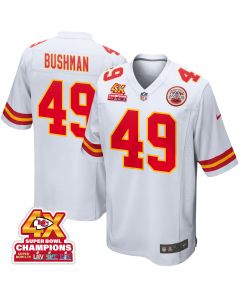 Matt Bushman 49 Kansas City Chiefs Super Bowl LVIII Champions 4X Game Men Jersey – White