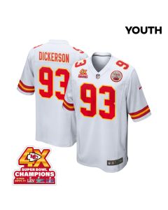 Matt Dickerson 93 Kansas City Chiefs Super Bowl LVIII Champions 4X Game YOUTH Jersey – White