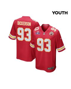 Matt Dickerson 93 Kansas City Chiefs Super Bowl LVIII Patch Game YOUTH Jersey – Red