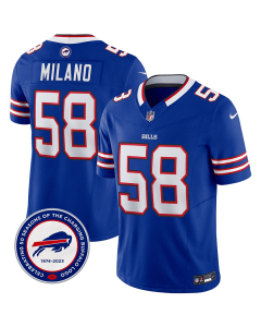 Matt Milano 58 Buffalo Bills 50th Charging Logo Patch Game Men Jersey – Royal