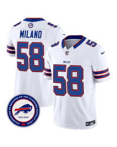 Matt Milano 58 Buffalo Bills 50th Charging Logo Patch Game Men Jersey – White