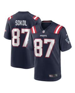 Matt Sokol 87 New England Patriots Game Men Jersey – Navy
