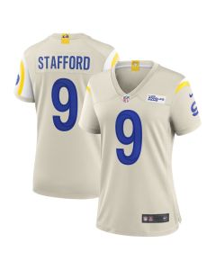 Matthew Stafford 9 Los Angeles Rams Women’s Game Jersey – Bone