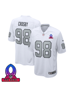 Maxx Crosby 98 Las Vegas Raiders 2025 Pro Bowl Patch Game Men Jersey – White