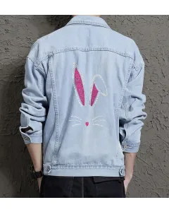 Men's Casual Jean Coat - Perfect Present for Graduate - Casual Style - for Shopping Days - Graduation Gift - Light Blue - Main View