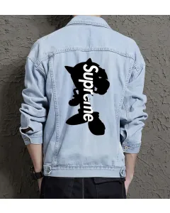 Men's Jean Jacket - Gift for Brother - Vintage Style for City Outings - Anniversary for Fashion Fans - Light Blue - Main View