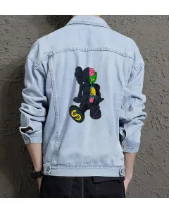 Men's Urban Jean Jacket - Gift for Husband on Simple Style - Weekend Wear Style for Graduation - Fashion-forward Men - Light Blue - Main View