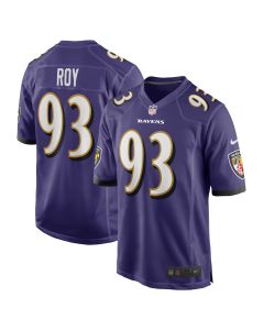 Men’s Baltimore Ravens Bravvion Roy Purple Game Jersey