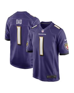Men’s Baltimore Ravens Number 1 Dad Purple Game Jersey