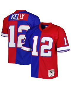 Men’s Buffalo Bills Jim Kelly Mitchell & Ness Royal/Red 1990 Split Legacy Jersey