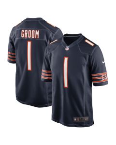 Men’s Chicago Bears Number 1 Groom Navy Game Jersey