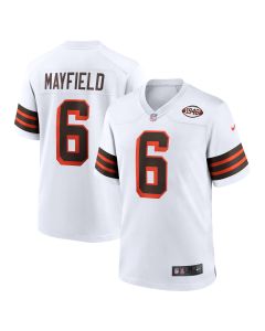 Men’s Cleveland Browns Baker Mayfield White 1946 Collection Alternate Game Jersey