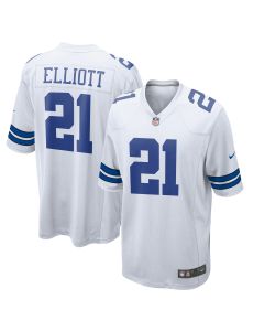 Men’s Dallas Cowboys Ezekiel Elliott White Team Game Jersey