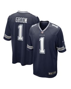 Men’s Dallas Cowboys Number 1 Groom Navy Game Jersey