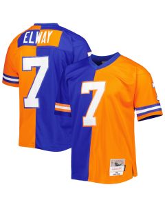 Men’s Denver Broncos John Elway Mitchell & Ness Royal/Orange 1990 Split Legacy Jersey
