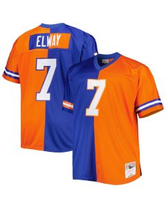 Men’s Denver Broncos John Elway Mitchell & Ness Royal/Orange Big & Tall Split Legacy Retired Player Jersey