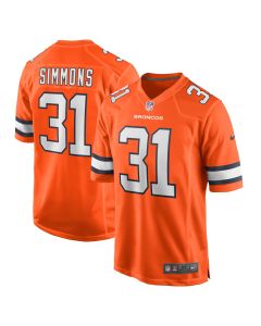 Men’s Denver Broncos Justin Simmons Orange Alternate Game Jersey